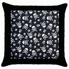 Skull Crossbones Seamless Pattern Holiday Halloween Wallpaper Wrapping Packing Backdrop Throw Pillow Case (black) by Nexatart