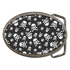 Skull Crossbones Seamless Pattern Holiday Halloween Wallpaper Wrapping Packing Backdrop Belt Buckles by Nexatart