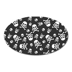 Skull Crossbones Seamless Pattern Holiday Halloween Wallpaper Wrapping Packing Backdrop Oval Magnet by Nexatart