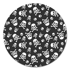 Skull Crossbones Seamless Pattern Holiday Halloween Wallpaper Wrapping Packing Backdrop Magnet 5  (round) by Nexatart