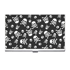 Skull Crossbones Seamless Pattern Holiday Halloween Wallpaper Wrapping Packing Backdrop Business Card Holder by Nexatart