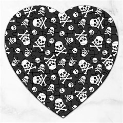 Skull Crossbones Seamless Pattern Holiday Halloween Wallpaper Wrapping Packing Backdrop Jigsaw Puzzle (heart) by Nexatart