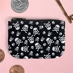 Skull Crossbones Seamless Pattern Holiday Halloween Wallpaper Wrapping Packing Backdrop Mini Coin Purse by Nexatart