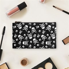 Skull Crossbones Seamless Pattern Holiday Halloween Wallpaper Wrapping Packing Backdrop Cosmetic Bag (small) by Nexatart