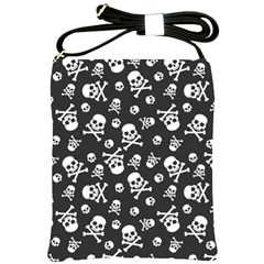 Skull Crossbones Seamless Pattern Holiday Halloween Wallpaper Wrapping Packing Backdrop Shoulder Sling Bag by Nexatart