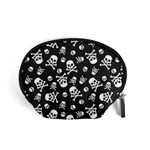 Skull Crossbones Seamless Pattern Holiday Halloween Wallpaper Wrapping Packing Backdrop Accessory Pouch (Small) Front