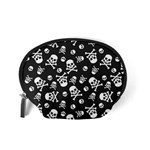 Skull Crossbones Seamless Pattern Holiday Halloween Wallpaper Wrapping Packing Backdrop Accessory Pouch (Small) Back