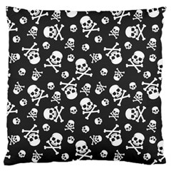 Skull Crossbones Seamless Pattern Holiday Halloween Wallpaper Wrapping Packing Backdrop Large Flano Cushion Case (two Sides) by Nexatart