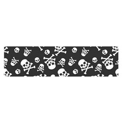 Skull Crossbones Seamless Pattern Holiday Halloween Wallpaper Wrapping Packing Backdrop Satin Scarf (oblong) by Nexatart