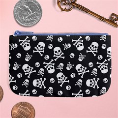 Skull Crossbones Seamless Pattern Holiday Halloween Wallpaper Wrapping Packing Backdrop Large Coin Purse by Nexatart