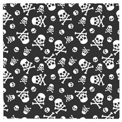 Skull Crossbones Seamless Pattern Holiday Halloween Wallpaper Wrapping Packing Backdrop Wooden Puzzle Square by Nexatart