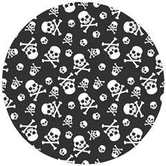 Skull Crossbones Seamless Pattern Holiday Halloween Wallpaper Wrapping Packing Backdrop Wooden Puzzle Round by Nexatart