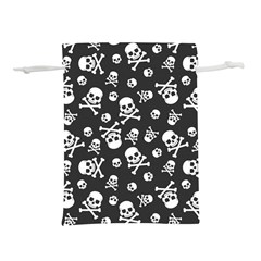 Skull Crossbones Seamless Pattern Holiday Halloween Wallpaper Wrapping Packing Backdrop Lightweight Drawstring Pouch (m) by Nexatart