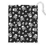 Skull Crossbones Seamless Pattern Holiday Halloween Wallpaper Wrapping Packing Backdrop Drawstring Pouch (5XL) Front