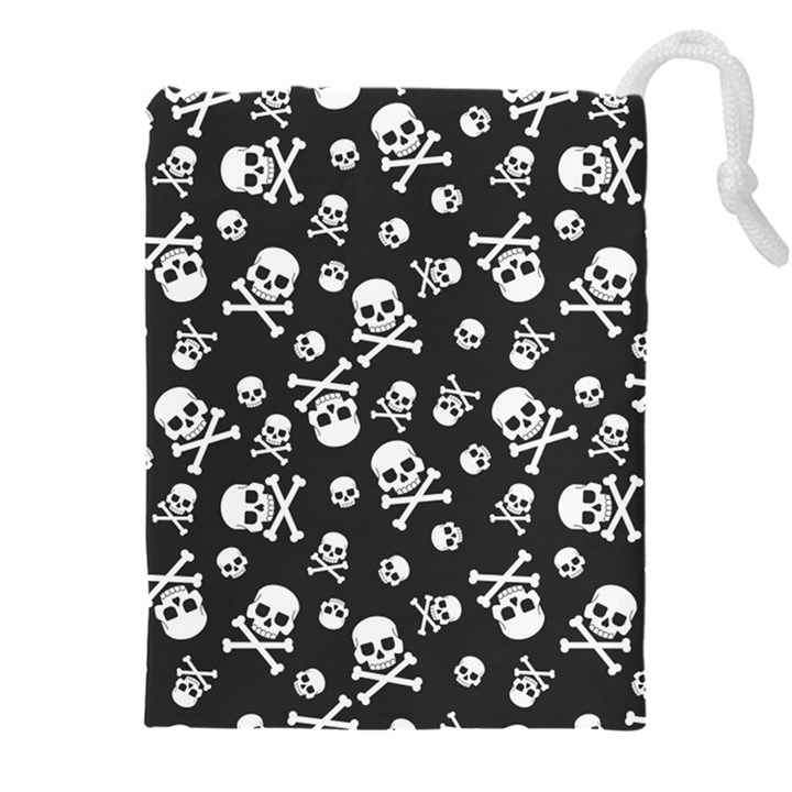 Skull Crossbones Seamless Pattern Holiday Halloween Wallpaper Wrapping Packing Backdrop Drawstring Pouch (5XL)