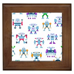 Cute Toy Robotsantennas Wires Seamless Pattern Framed Tile by Nexatart