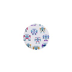 Cute Toy Robotsantennas Wires Seamless Pattern 1  Mini Buttons by Nexatart