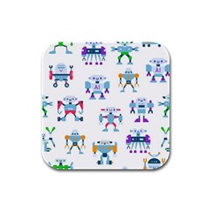 Cute Toy Robotsantennas Wires Seamless Pattern Rubber Square Coaster (4 Pack)  by Nexatart