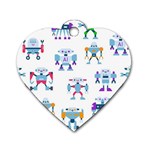 Cute Toy Robotsantennas Wires Seamless Pattern Dog Tag Heart (Two Sides) Front