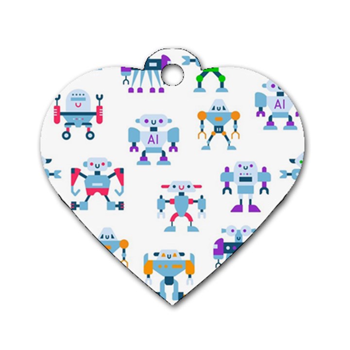 Cute Toy Robotsantennas Wires Seamless Pattern Dog Tag Heart (Two Sides)