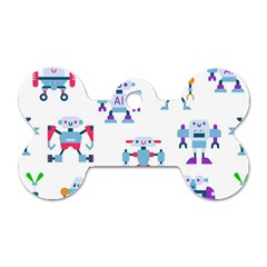 Cute Toy Robotsantennas Wires Seamless Pattern Dog Tag Bone (two Sides) by Nexatart