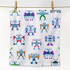 Cute Toy Robotsantennas Wires Seamless Pattern Face Towel by Nexatart