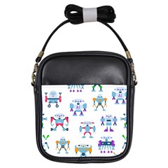 Cute Toy Robotsantennas Wires Seamless Pattern Girls Sling Bag by Nexatart