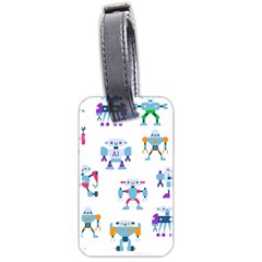 Cute Toy Robotsantennas Wires Seamless Pattern Luggage Tag (two Sides) by Nexatart