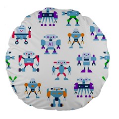 Cute Toy Robotsantennas Wires Seamless Pattern Large 18  Premium Flano Round Cushions