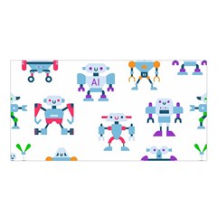 Cute Toy Robotsantennas Wires Seamless Pattern Satin Shawl by Nexatart