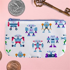 Cute Toy Robotsantennas Wires Seamless Pattern Large Coin Purse by Nexatart