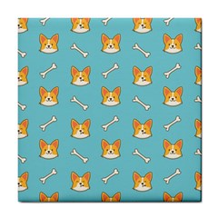 Cute Corgi Dog Face Pattern Tile Coaster by Nexatart