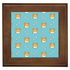 Cute Corgi Dog Face Pattern Framed Tile by Nexatart