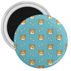 Cute Corgi Dog Face Pattern 3  Magnets by Nexatart