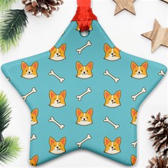 Cute Corgi Dog Face Pattern Ornament (star) by Nexatart