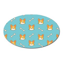 Cute Corgi Dog Face Pattern Oval Magnet by Nexatart