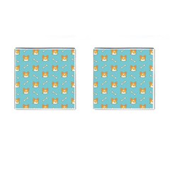 Cute Corgi Dog Face Pattern Cufflinks (square) by Nexatart