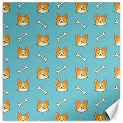 Cute Corgi Dog Face Pattern Canvas 12  X 12  by Nexatart