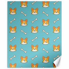 Cute Corgi Dog Face Pattern Canvas 11  X 14 