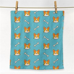 Cute Corgi Dog Face Pattern Face Towel by Nexatart