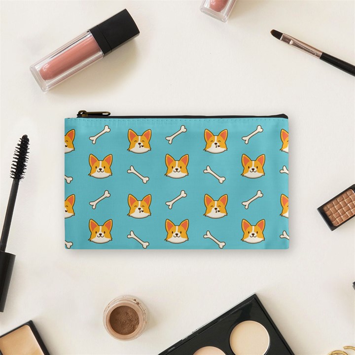 Cute Corgi Dog Face Pattern Cosmetic Bag (Small)