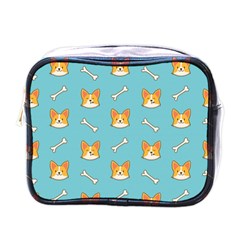 Cute Corgi Dog Face Pattern Mini Toiletries Bag (one Side) by Nexatart