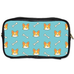 Cute Corgi Dog Face Pattern Toiletries Bag (two Sides) by Nexatart