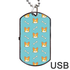 Cute Corgi Dog Face Pattern Dog Tag Usb Flash (one Side) by Nexatart