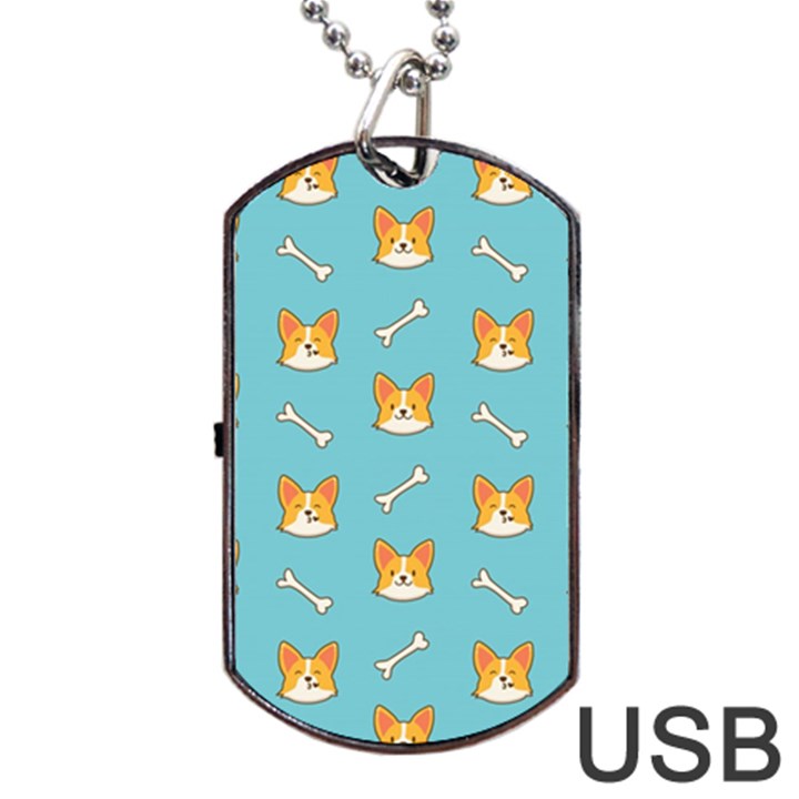 Cute Corgi Dog Face Pattern Dog Tag USB Flash (Two Sides)