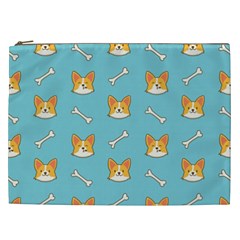 Cute Corgi Dog Face Pattern Cosmetic Bag (xxl) by Nexatart