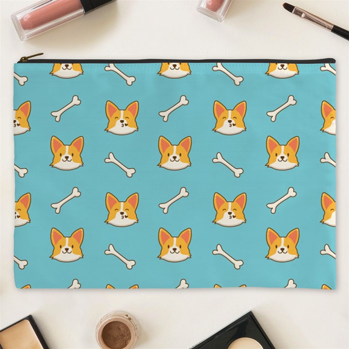 Cute Corgi Dog Face Pattern Cosmetic Bag (XXXL)