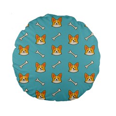 Cute Corgi Dog Face Pattern Standard 15  Premium Round Cushions by Nexatart