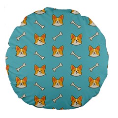 Cute Corgi Dog Face Pattern Large 18  Premium Round Cushions by Nexatart