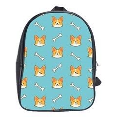 Cute Corgi Dog Face Pattern School Bag (xl) by Nexatart